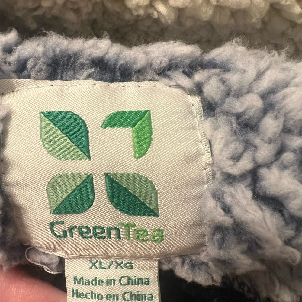 GreenTea Navy Gray and Cream Teddy pullover XL - Picture 4 of 5